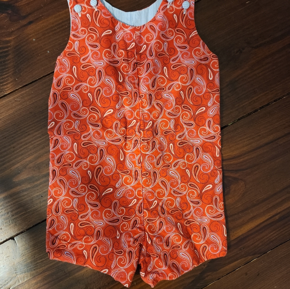 Red BEARS BOYS RED JON-JON ROMPER BANDANA PRINT GINGHAM 3T